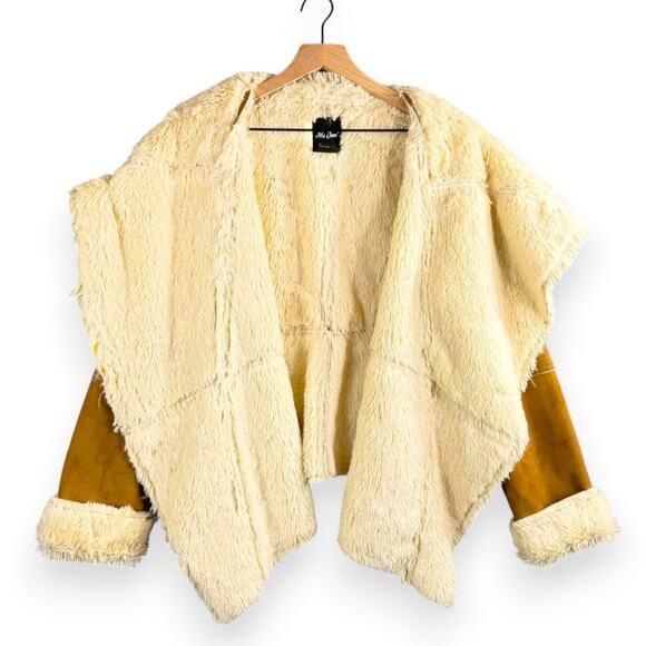 Suede Faux Fur Cascade Jacket Western Large Penny Lane Cowgirl Y2K Camel Me Jane - Picture 4 of 8